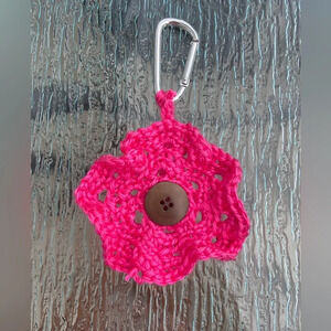 Handmade dark pink flower key chain